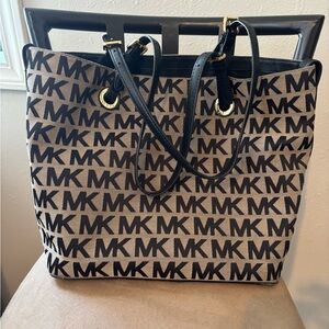 Michael Kors Black and Tan Signature Tote